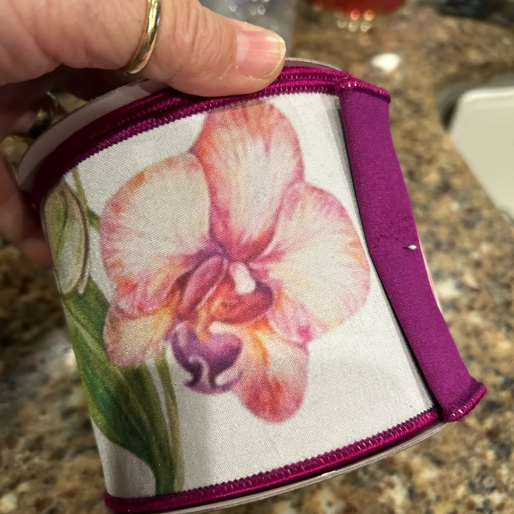 Farrisilk ribbon Vibrant Orchids 4” X 10 yds. Opened only for pics.